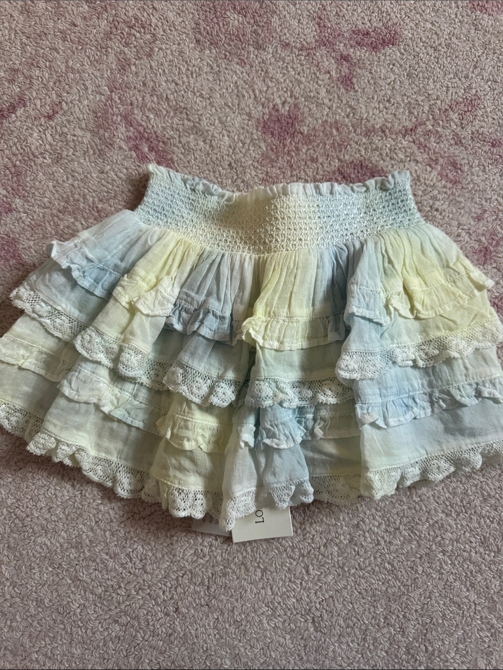 Love Shack Fancy Billie Skirt Lilly Pond hand dyed skirt